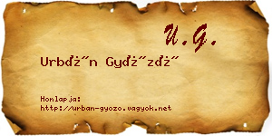 Urbán Győző névjegykártya